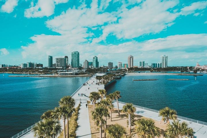 St. Petersburg pier and skyline on Tampa Bay, Florida